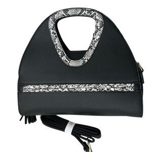 American Bee Black Snakeskin Crossbody Purse NWT